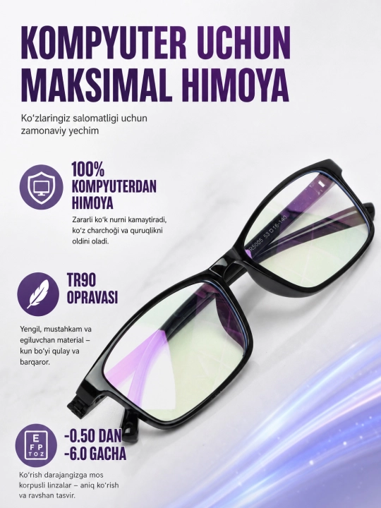 Uzoqni ko'rish uchun ko'zoynak DPP 62-64, 100% kompyuterdan himoya bilan - 