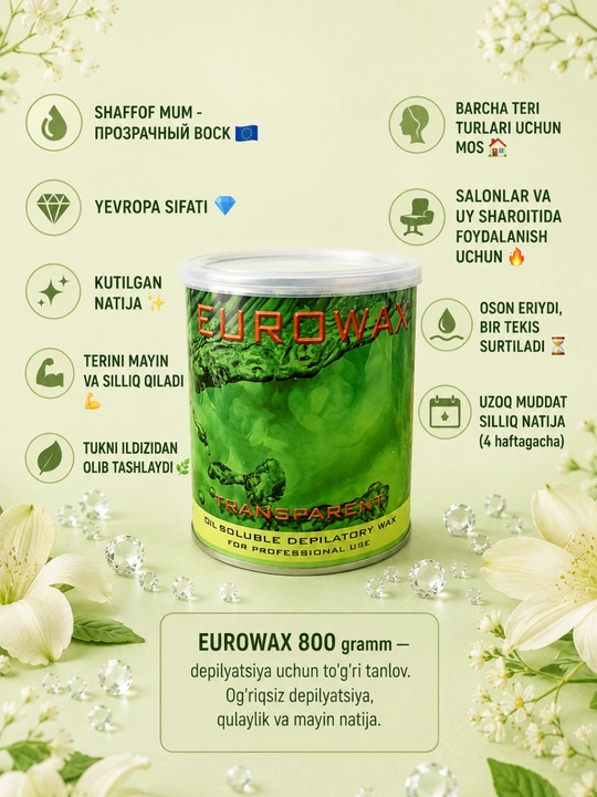 Воск для депиляции EUROWAX 400 г, 800 г, для всех типов кожи