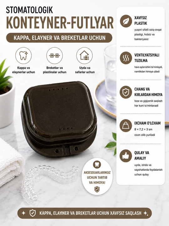 Kapa saqlash uchun stomatologik konteyner, 6 xil rangda - 