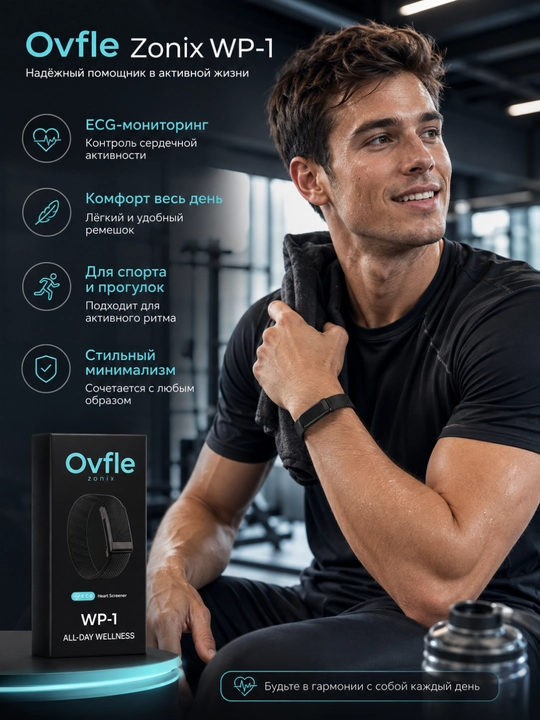 Смарт-браслет Ovfle Zonix WP-1 с ECG, фитнес-трекер, умный браслет, спортивный браслет