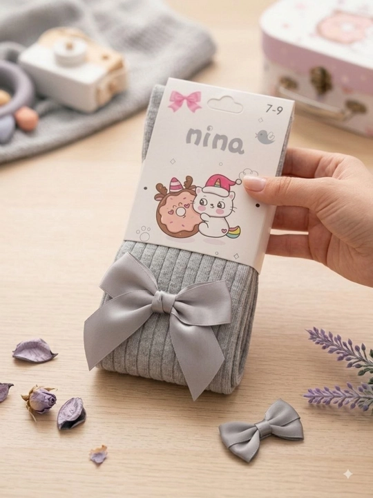 Колготки для девочек с бантиком, хлопковые 1-9лет
