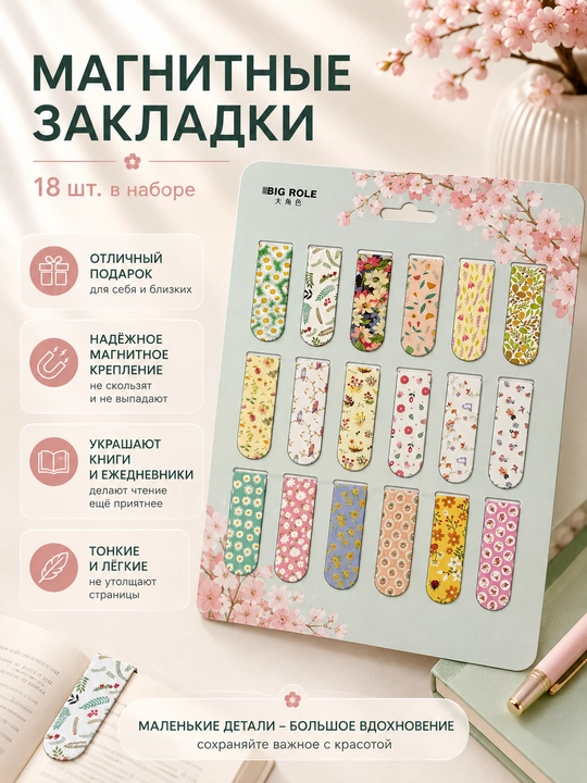 Магнитные закладки для книг, набор
