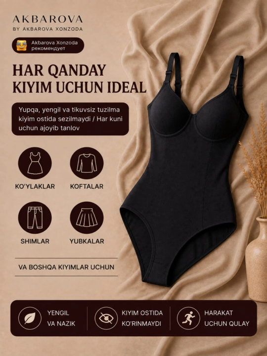 Qorin va bel uchun tortuvchi Body Skims, Akbarova Xonzoda