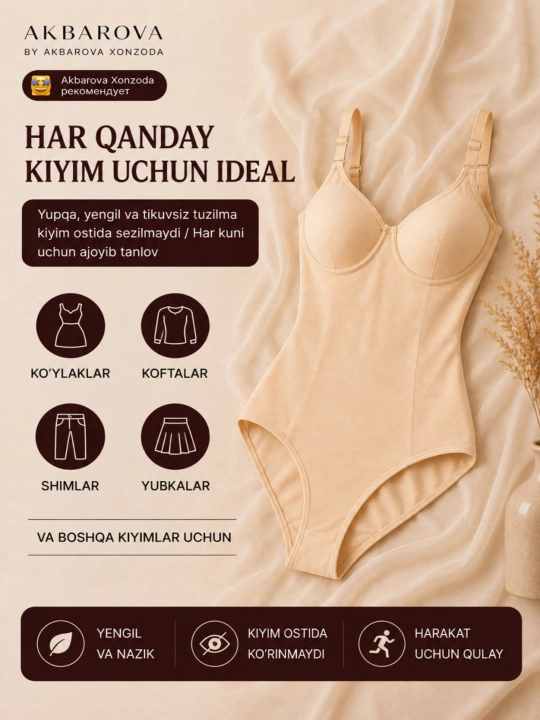 Qorin va bel uchun tortuvchi Body Skims, Akbarova Xonzoda