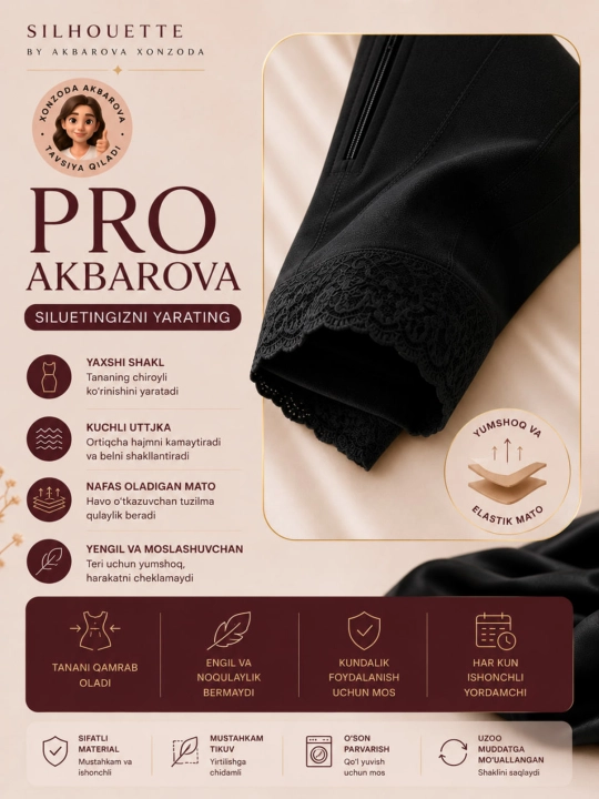Korreksiyalovchi, qomatni shakllantiruvchi bodi Pro Akbarova Xonzoda