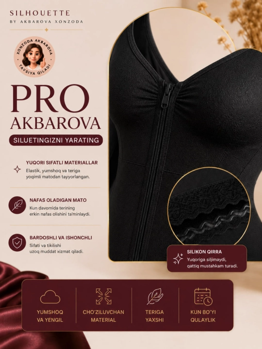 Korreksiyalovchi, qomatni shakllantiruvchi bodi Pro Akbarova Xonzoda