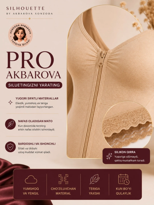 Korreksiyalovchi, qomatni shakllantiruvchi bodi Pro Akbarova Xonzoda