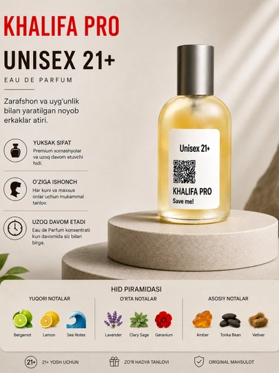 Unisex 21+ Eau de Parfum, унисекс парфюм для мужчин и женщин, стойкий - 