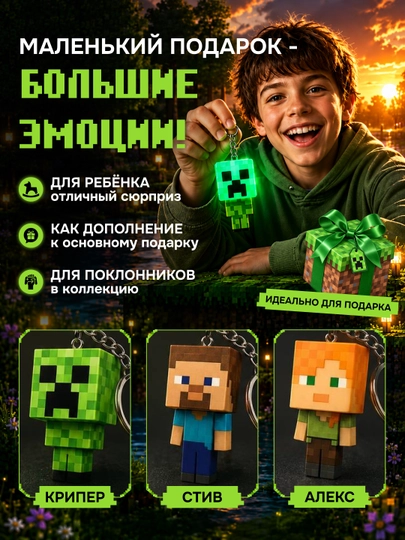 Брелок для ключей Гарри Поттер, Майнкрафт