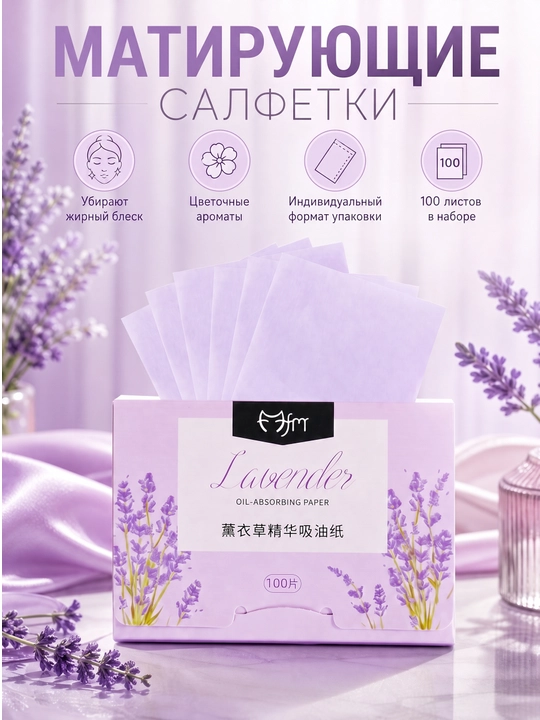 Матирующие салфетки для лица от жирного блеска, 100 листов, компактная упаковка - 