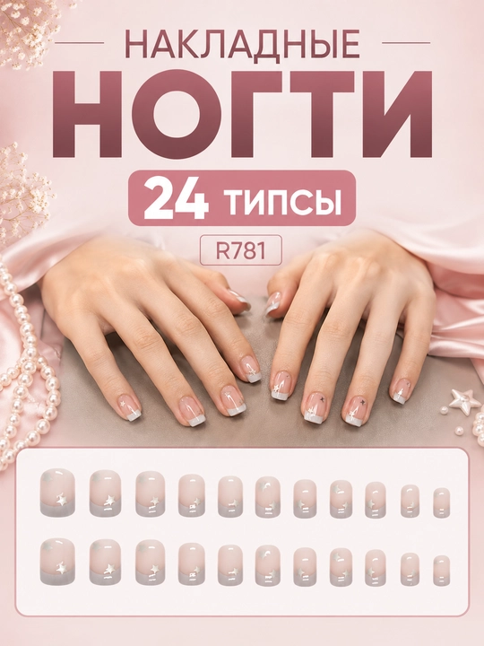 Накладные ногти Press-On – быстрое крепление, с мини-клеем, разные дизайны, 12–24 шт - 