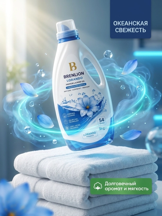 Набор гелей для стирки BRENLION, мини-сет 4-в-1, жидкий порошок для стирки белья, 4 х 300г