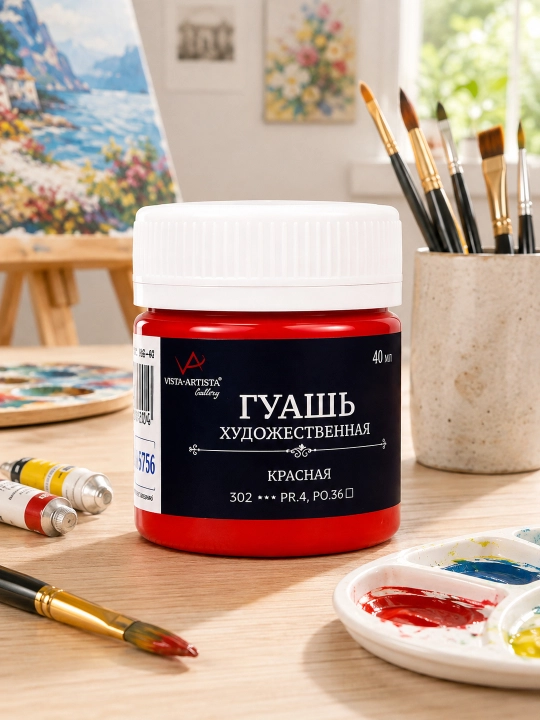 Краска гуашь "VISTA-ARTISTA" "Gallery" 40 мл.302_Красная