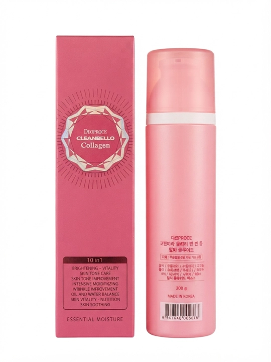 Deoproce Cleanbello Collagen Essential Moisture, 10 в 1, многофункциональный флюид, 200 мл