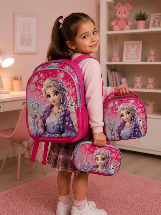 Школьный рюкзак для девочек и мальчиков, набор 3 в 1 с сумкой и пеналом - 