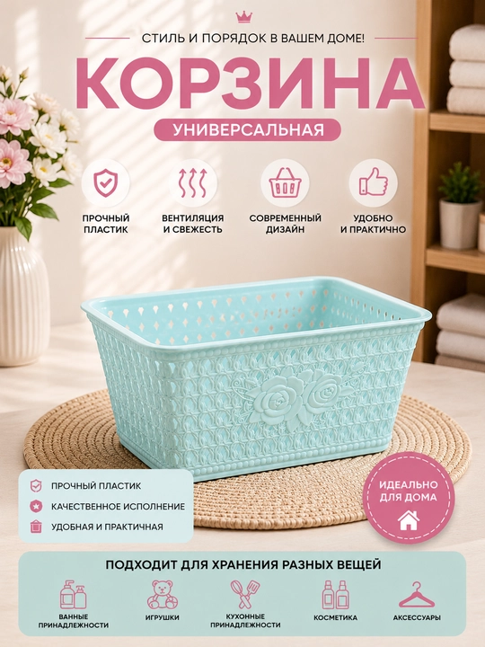 Naqshli plastik saqlash savati - 