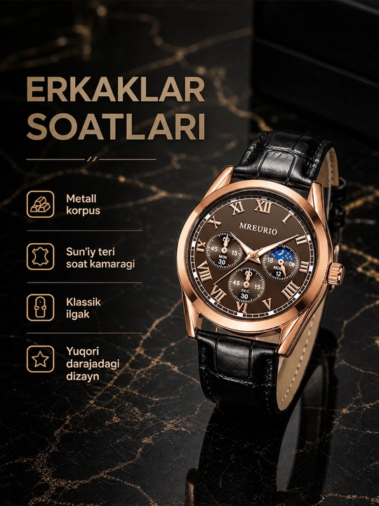 Erkaklar soati, erkaklar qo‘l soati, arab raqamli, soat