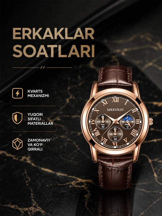 Erkaklar soati, erkaklar qo‘l soati, arab raqamli, soat