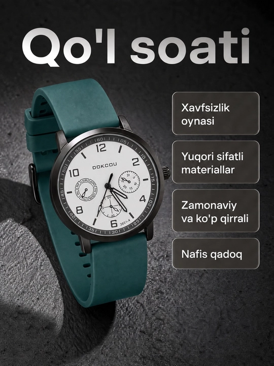 Erkaklar soati, erkaklar qo‘l soati, arab raqamli, soat - 
