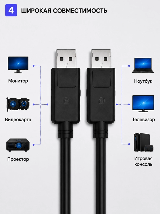 Кабель Display Port Dp кабель, 4К 60Hz, 1,8 м, 3 м, 5 м