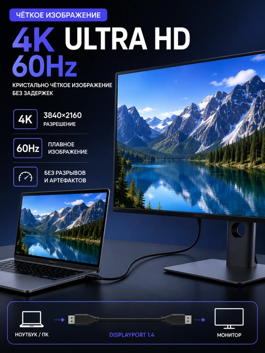 Кабель Display Port Dp кабель, 4К 60Hz, 1,8 м, 3 м, 5 м