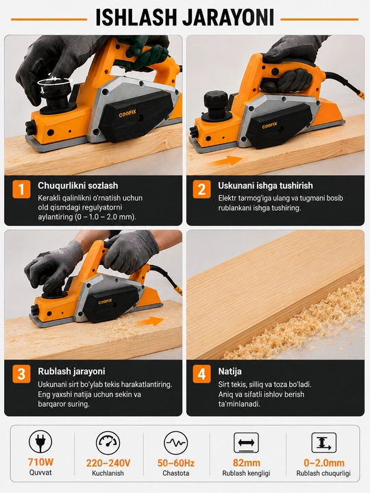 COOFIX | 650 Vt quvvatli, 82 mm elektr randalash mashinasi