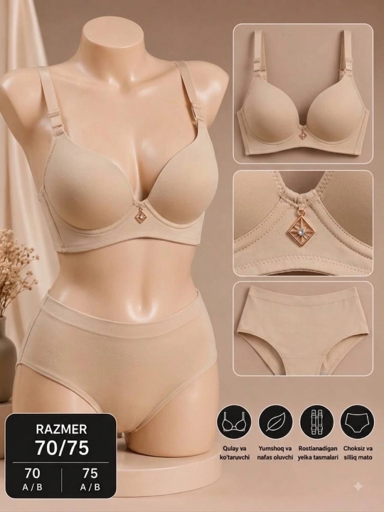 Ayollar va qizlar uchun push-up byustgalter, ichki kiyim 70/75 razmer - 