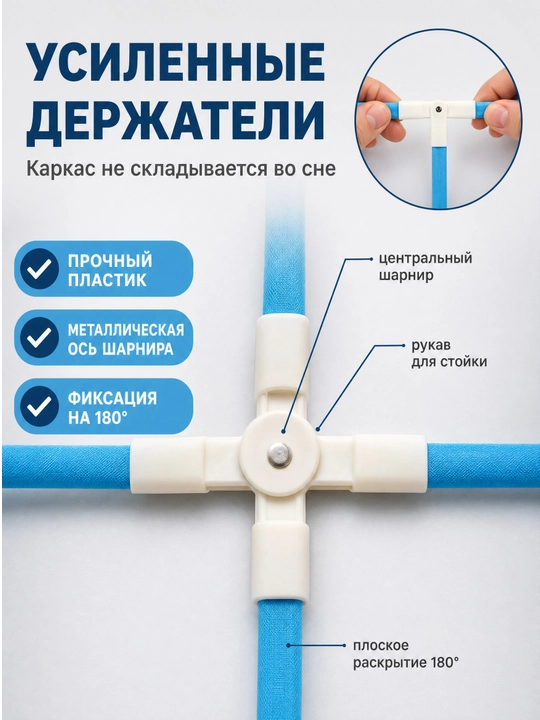 Москитная сетка на кровать OVLEN складная без установки 3 размера с фиксаторами