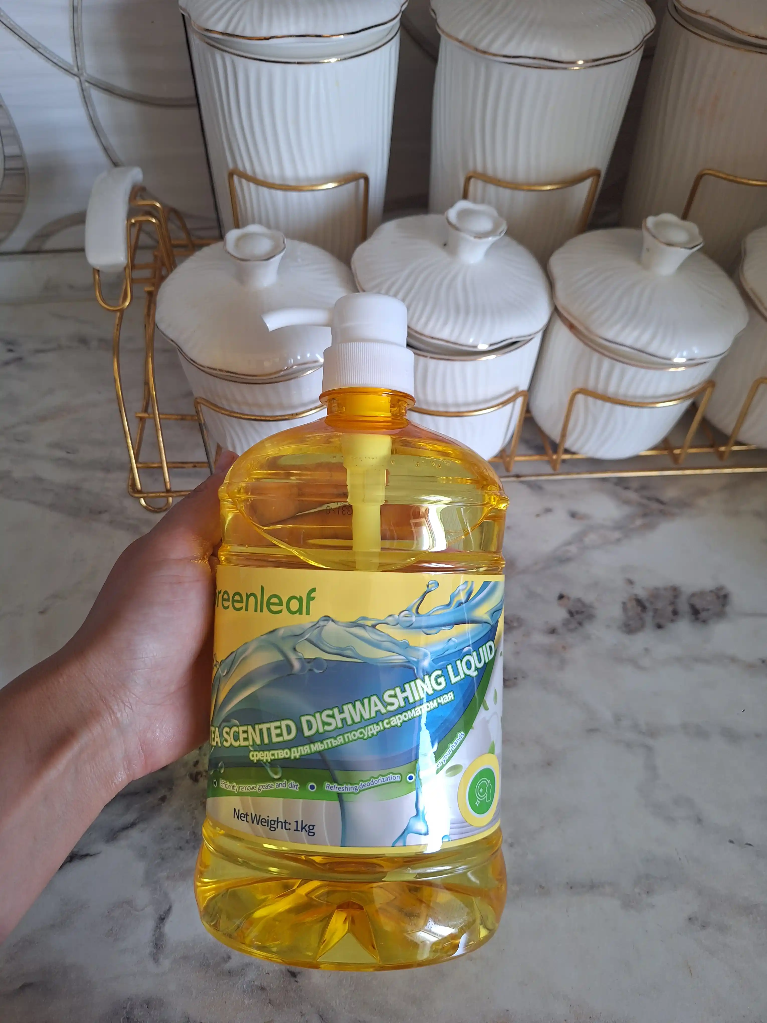 Средство для мытья посуды Greenleaf, эффективно удаляет жир, густая пена, 1/1,1/1,25 кг
