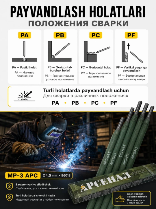 PROTEX payvandlash elektrodi, svarka elektrodi, elektrod 2.5 3.0 4.0 ARSENAL