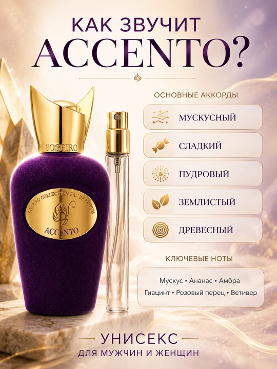 Духи Accento Sospiro для мужчин и женщин, пробники 5 мл, 10 мл