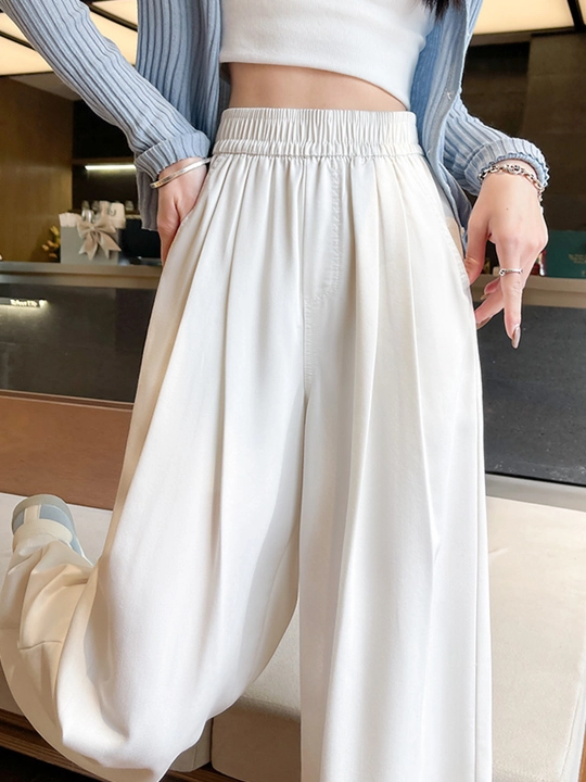 Ayollar uchun Wide Leg jinsi shim, yuqori belli, keng fason, rezinkali