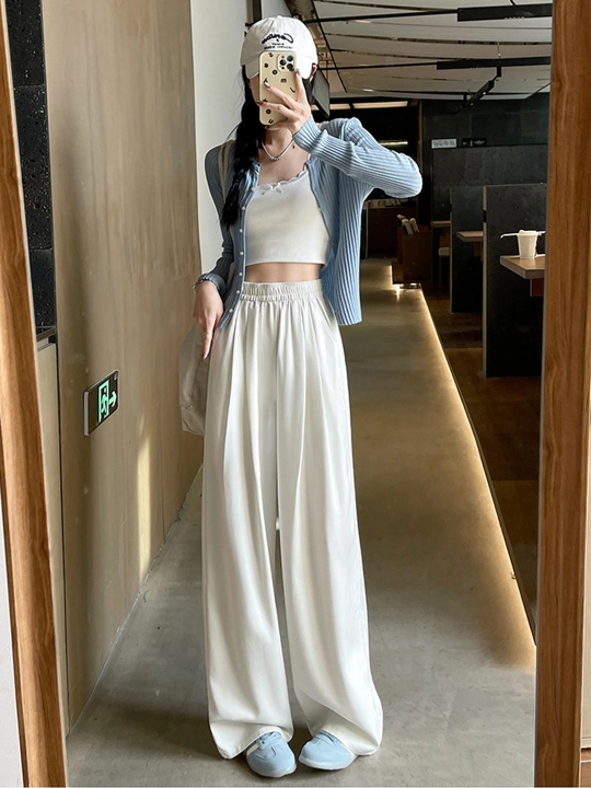 Ayollar uchun Wide Leg jinsi shim, yuqori belli, keng fason, rezinkali