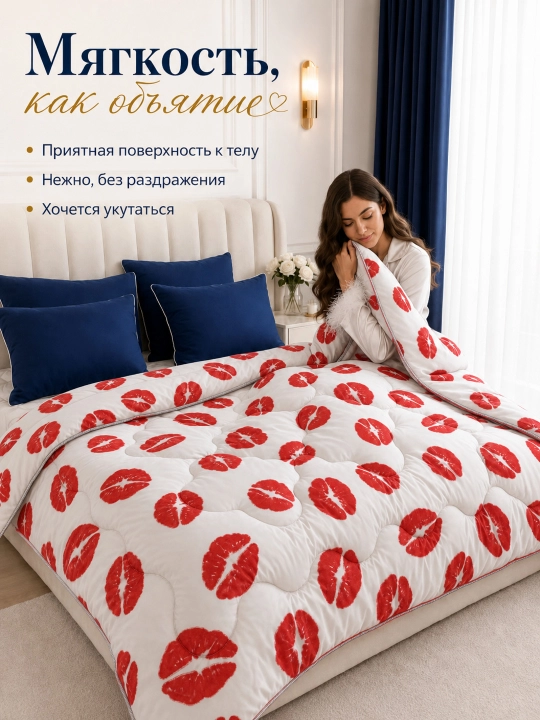 Ko‘rpa yumshoq, adyol, momiq adyol, qalin, qishki, 3 kg, plant satin - 