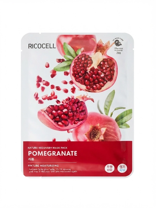 Anor bilan to‘yintirilgan yuz uchun niqob RICOCELL Pomegranate Recovery Mask Pack (23 g) - 