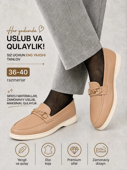 Ayollar uchun zamsh mokasina tufli, qulay klassik poyabzal, 36-40