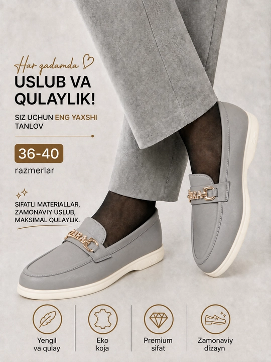 Ayollar uchun zamsh mokasina tufli, qulay klassik poyabzal, 36-40