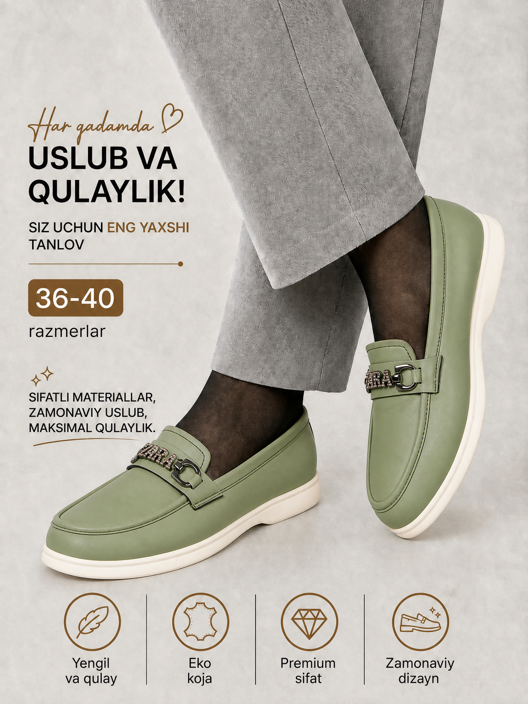 Ayollar uchun zamsh mokasina tufli, qulay klassik poyabzal, 36-40
