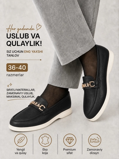 Ayollar uchun zamsh mokasina tufli, qulay klassik poyabzal, 36-40