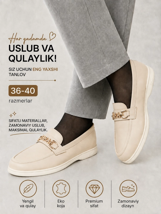 Ayollar uchun zamsh mokasina tufli, qulay klassik poyabzal, 36-40