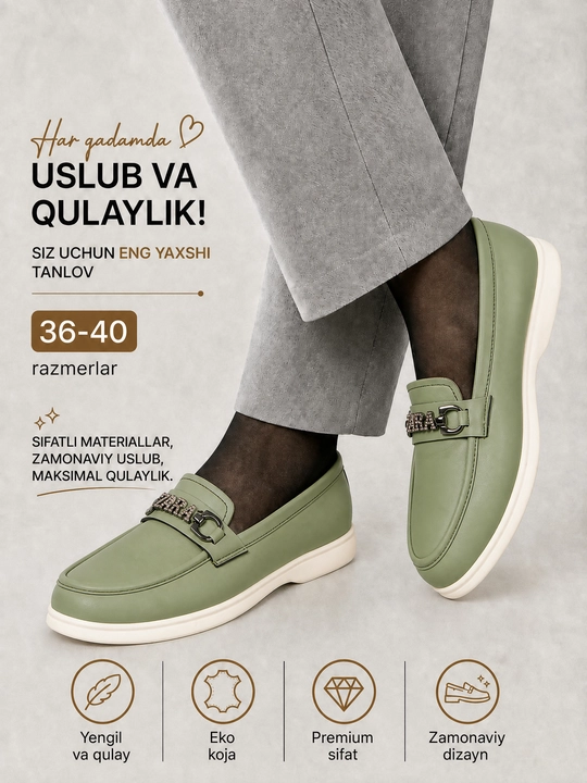 Ayollar uchun zamsh mokasina tufli, qulay klassik poyabzal, 36-40