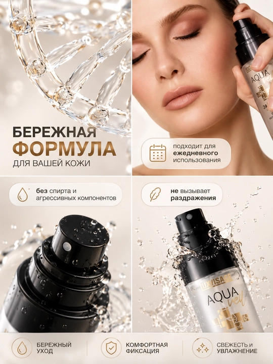 Спрей для фиксации макияжа AQUA veil HYALURON COMPLEX 3 в 1 PRIME FIX CARE, LUXVISAGE