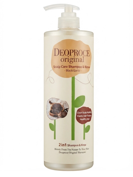 Deoproce Original Scalp Care Shampoo & Rinse Black Garlic 2in1(1000 ml) parvarish qiluvchi