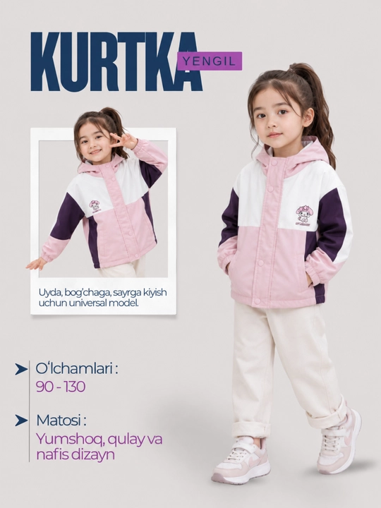 O‘g‘il va qiz bolalar uchun mavsumiy yengil yengil kurtka-vetrovka