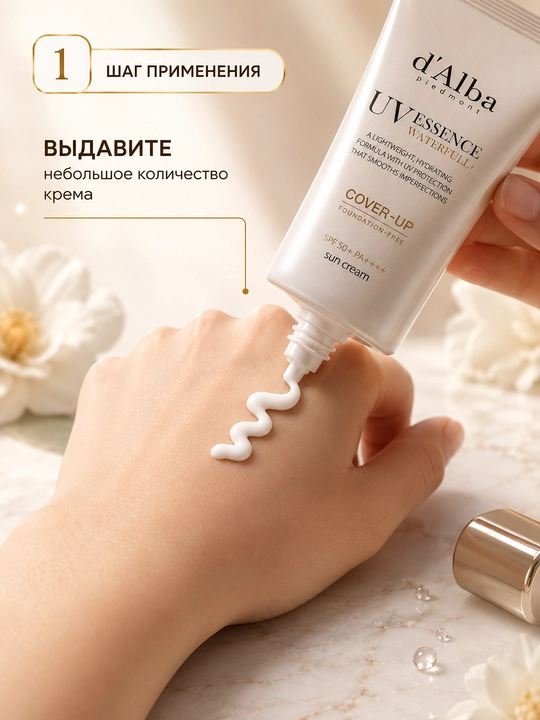 D’Alba UV Essence Waterfull+ SPF 50+ PA++++ — увлажняющий солнцезащитный крем для лица