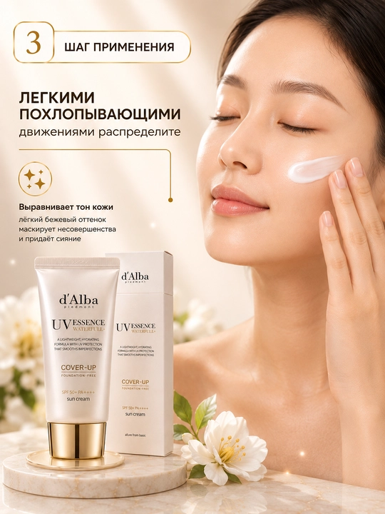 D’Alba UV Essence Waterfull+ SPF 50+ PA++++ — увлажняющий солнцезащитный крем для лица