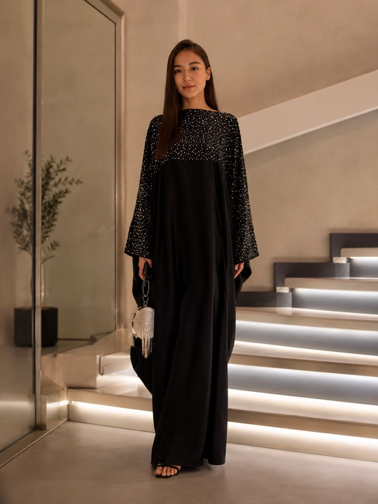 Abaya Tosh ayollar uchun | Muslim Abaya, hijobli uzun ko‘ylak, 44–54