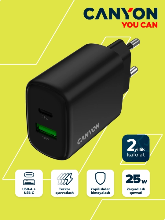 Iphone uchun universal zaryadlash qurilmasi, 20 Vt adapter, ikkita type-c va USB-A portli - 