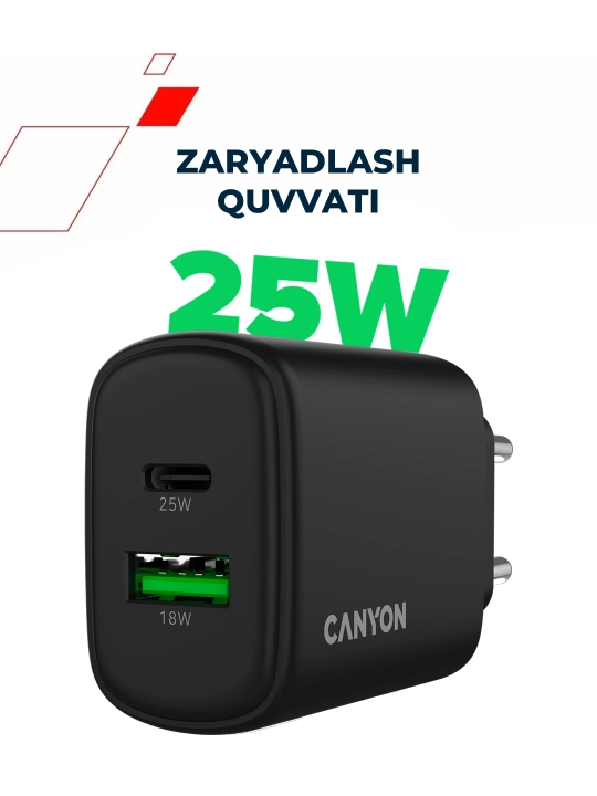 Iphone uchun universal zaryadlash qurilmasi, 20 Vt adapter, ikkita type-c va USB-A portli