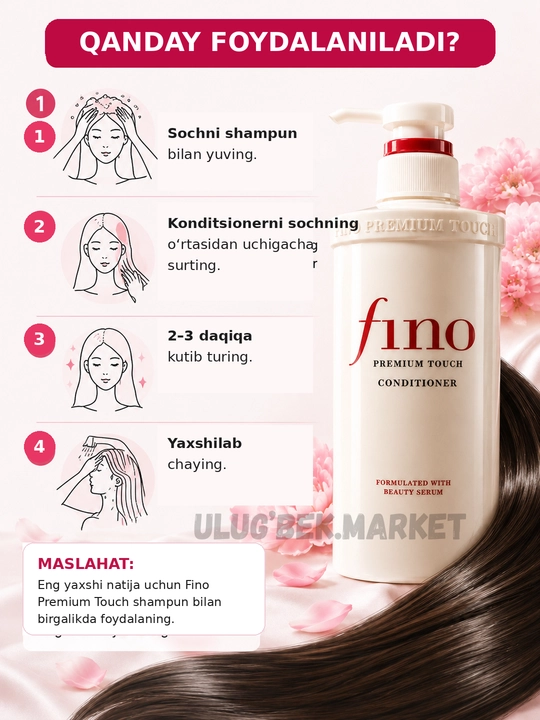 FINO Premium Touch shampun va Conditioner 550 ml, Soch uchun konditsioner